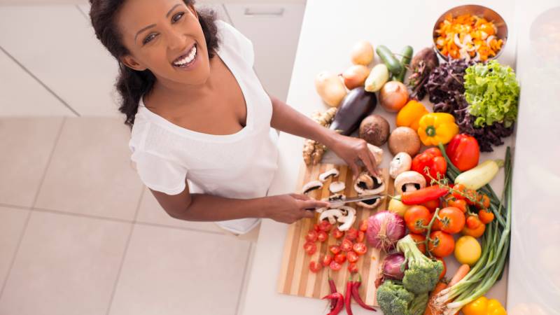 cutting veggies