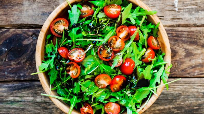 greens and tomatoes