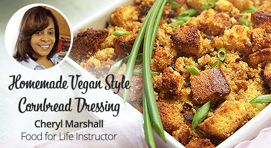 Cheryl Marshall's Homemade Vegan Style Cornbread Dressing Recipe