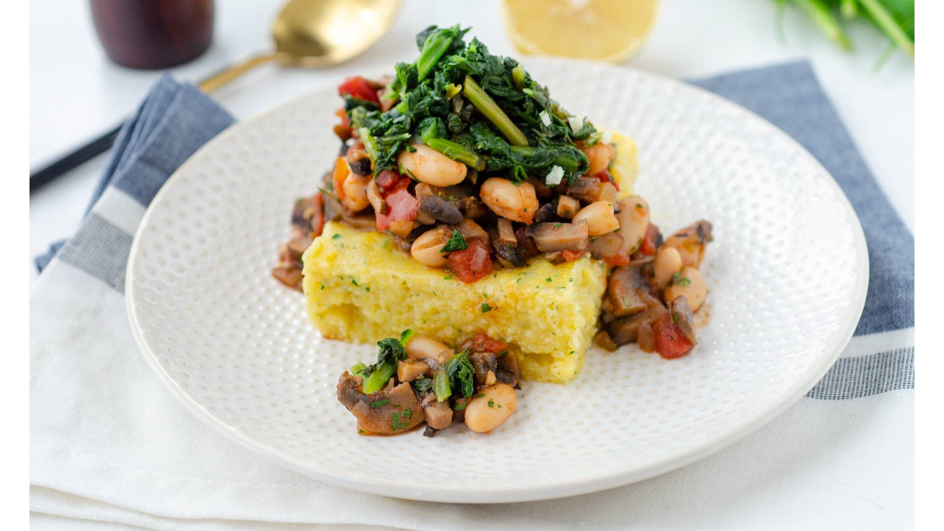 Mushroom Ragout With Herbed Polenta and Garlicky Kale