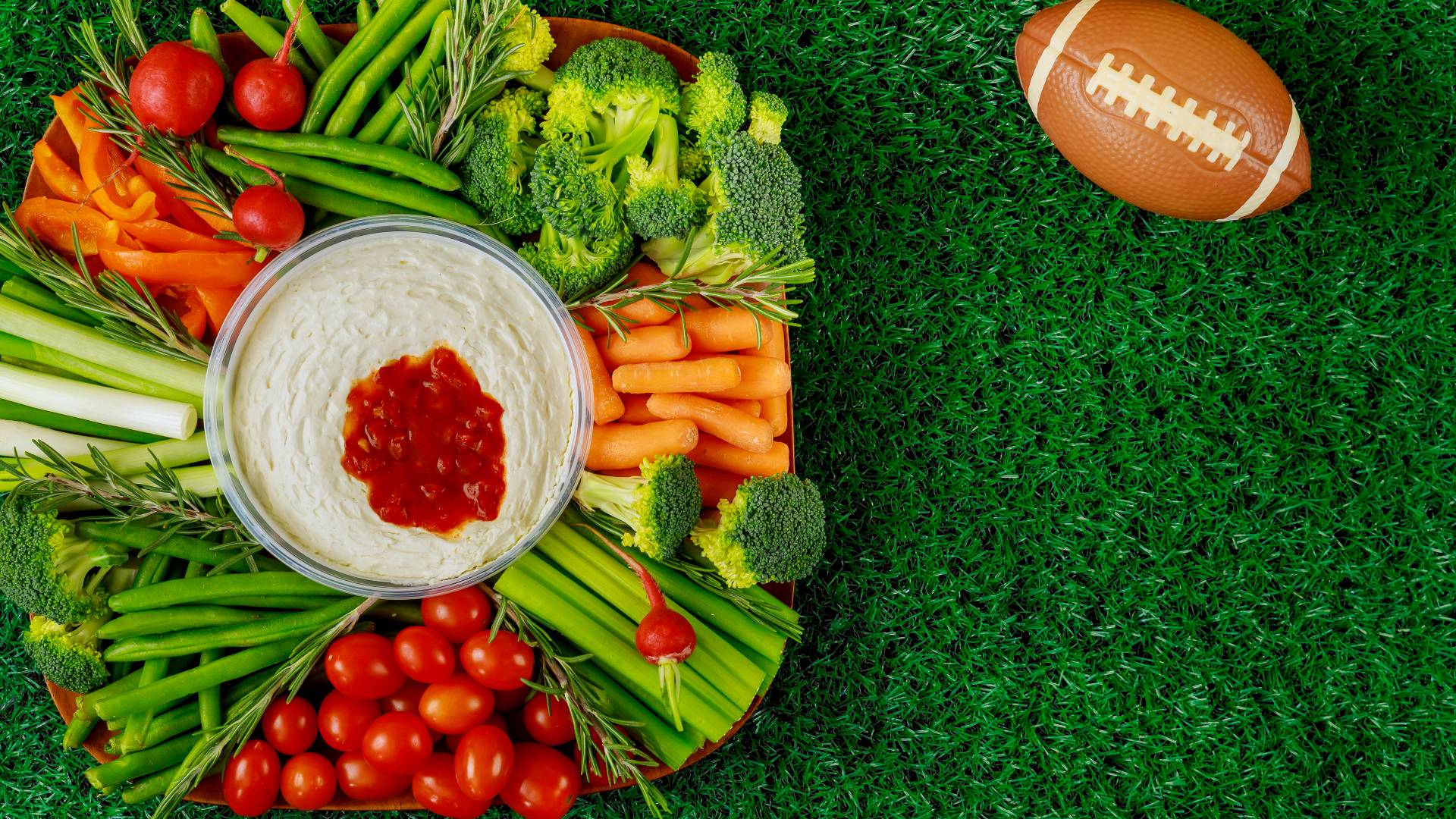 veggie platter with football