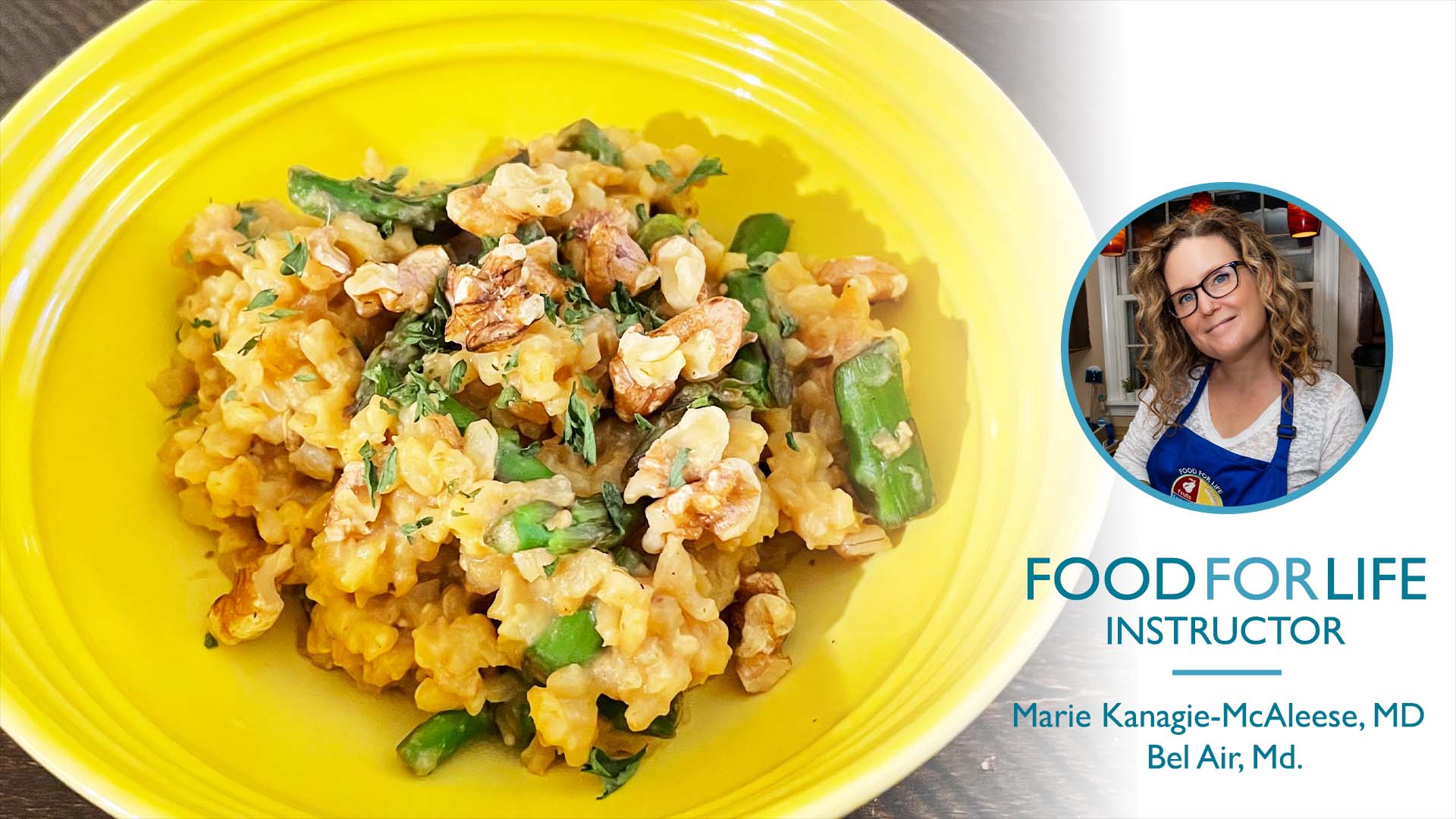 Baked Brown Rice Risotto With Asparagus and Walnuts