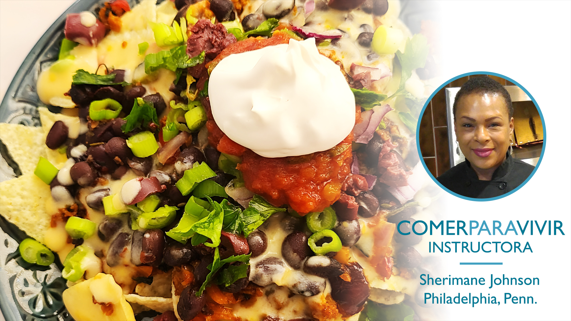 Nachos Veganos de Chorizo con Frijoles Negros Receta cortesía de Sherimane Johnson