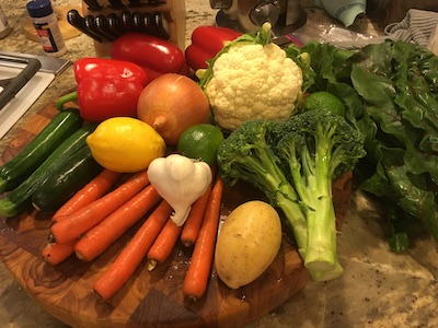 veggies on a cutting board