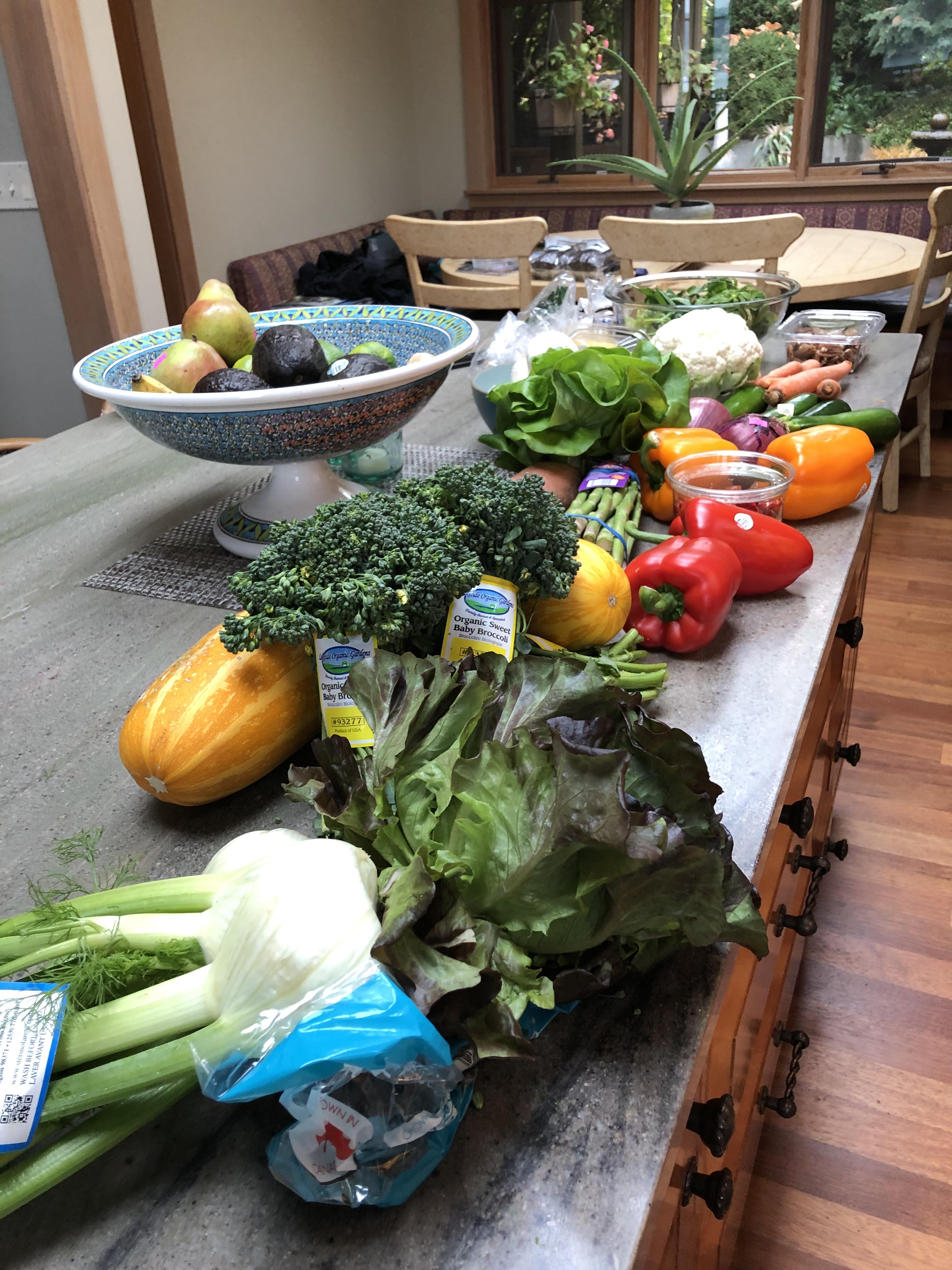 veggies on a counter 