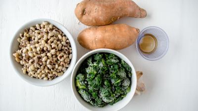 black-eyed peas spinach sweet potatoes