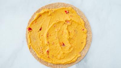 tortilla with red pepper hummus