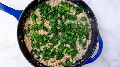 White Beans and Greens in pan