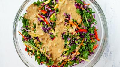 Thai Crunch Salad With Peanut Dressing  with peanut sauce